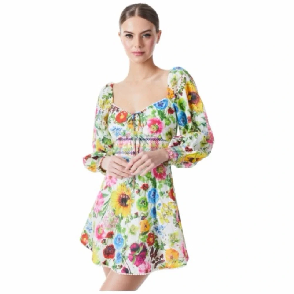 NWT Alice + Olivia Crawford Sweetheart Mini Dress Size 0 Sunday Stroll/Multi